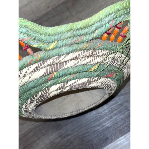 Handwoven Wicker Basket With Carved Gourd Accent - Picture 4 of 7